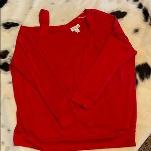 Red off shoulder sweater